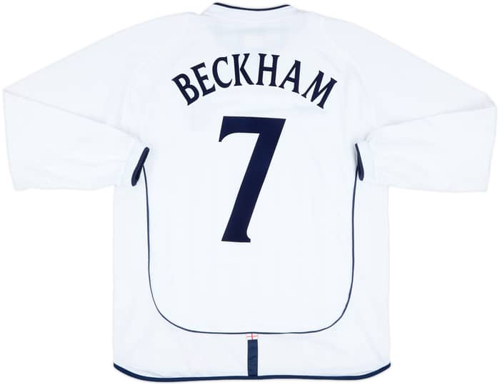 2001-03 England Home L/S Shirt Beckham #7 - 8/10 - (L)