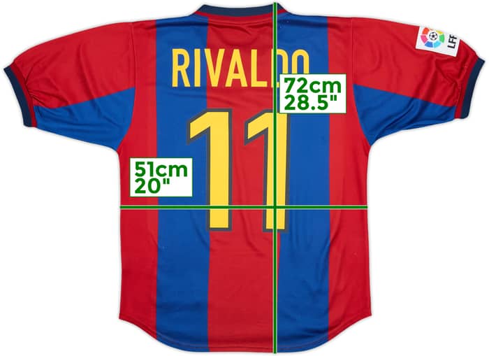 1998-00 Barcelona Home Shirt Rivaldo #11 - 9/10 - (S)