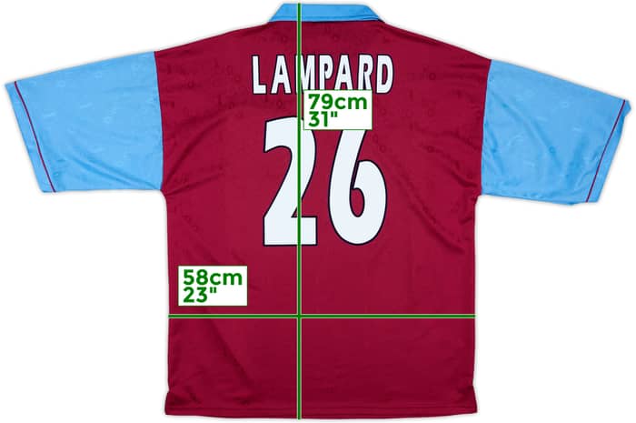 1995-97 West Ham Centenary Home Shirt Lampard #26 - 8/10 - (XL)