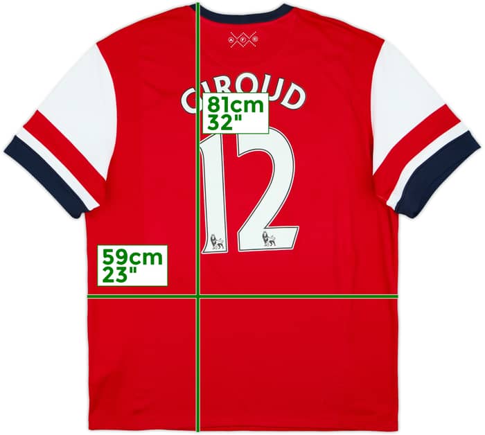 2012-14 Arsenal Home Shirt Giroud #12 - 8/10 - (XL)
