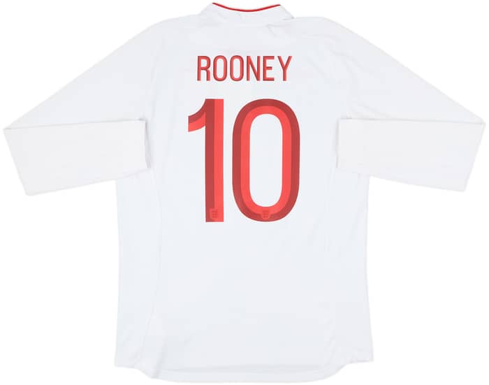 2012-13 England Home L/S Shirt Rooney #10 - 8/10 - (M)