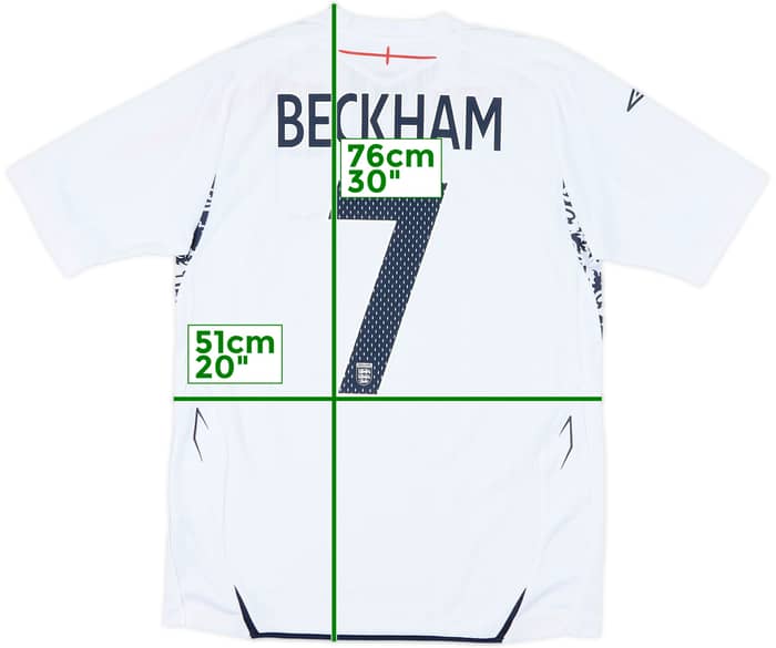 2007-09 England Home Shirt Beckham #7 - 7/10 - (M)