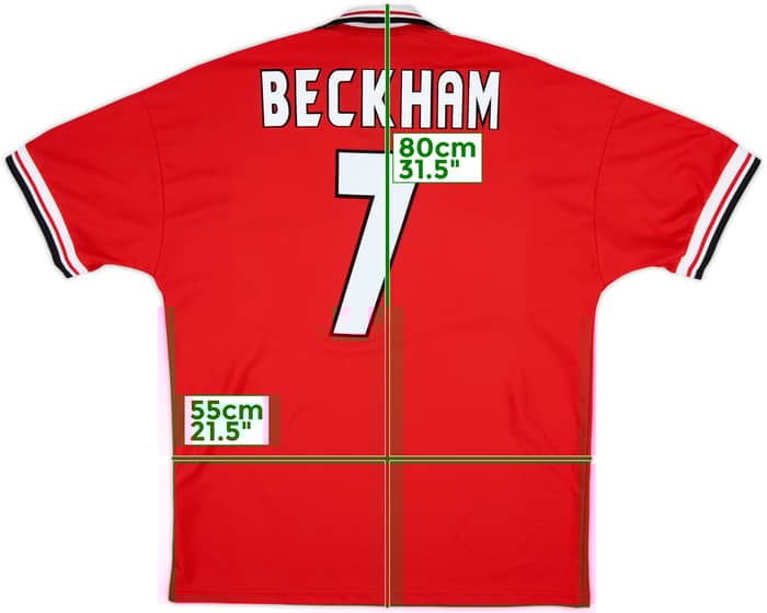 1998-00 Manchester United Home Shirt Beckham #7 - 8/10 - (XL)