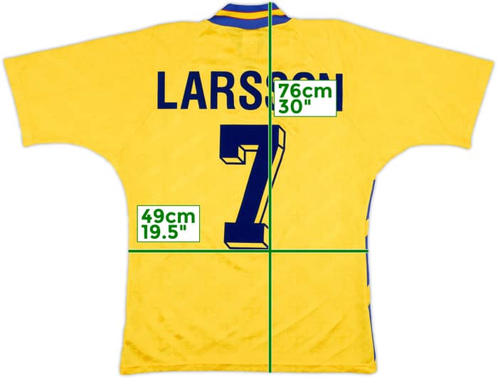 1994-96 Sweden Home Shirt Larsson #7 - 8/10 - (M)