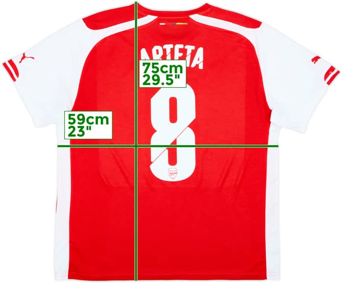 2014-15 Arsenal Home Shirt Arteta #8 - 8/10 - (XL)