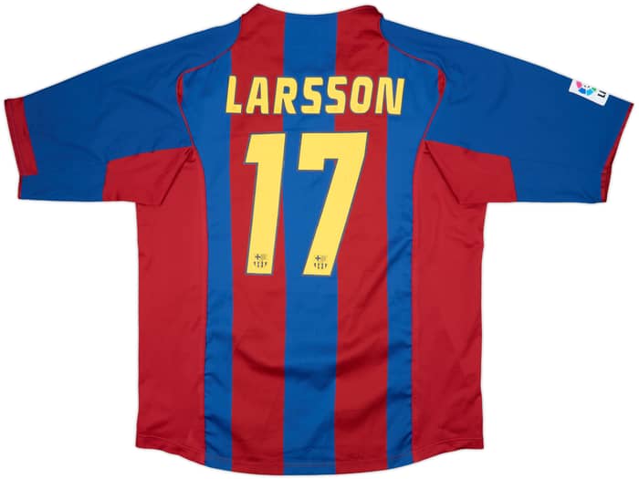 2004-05 Barcelona Home Shirt Larsson #17 - 7/10 - (XL)