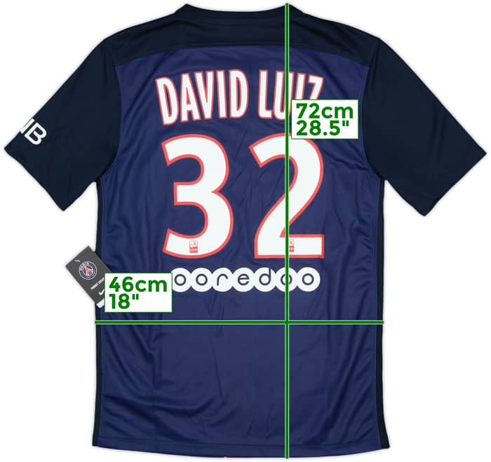 2015-16 Paris Saint-Germain Home Shirt David Luiz #32 (S)