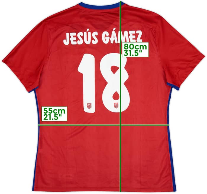2015-16 Atletico Madrid Player Issue Home Shirt Jesus Gamez #18 (XL)