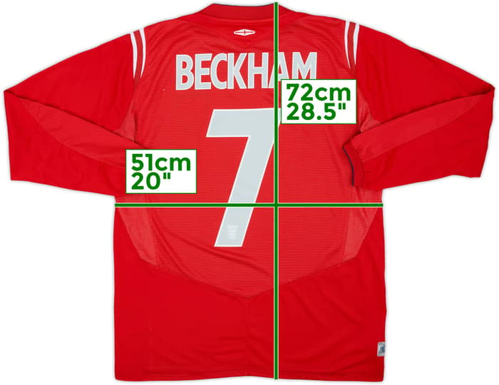 Camiseta L/S de visitante de Inglaterra 2004-06 Beckham #7 - 5/10 - (M)