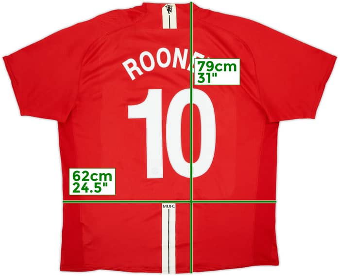 2007-09 Manchester United Home Shirt Rooney #10 - 5/10 - (XXL)