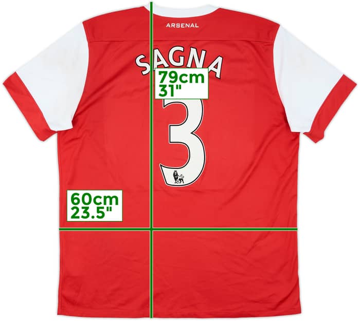 2010-11 Arsenal Home Shirt Sagna #3 - 5/10 - (XL)