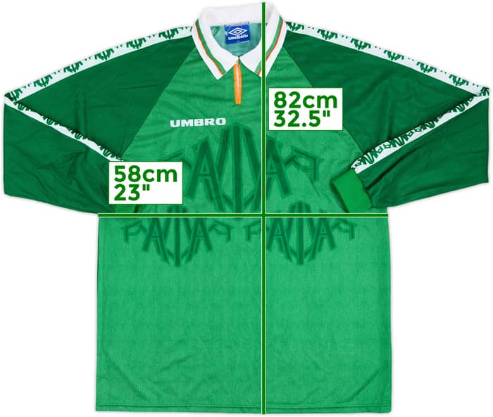 1996 Ireland Match Issue Home L/S Shirt #18