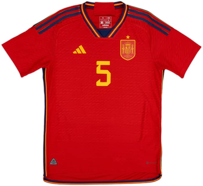 2022-23 Spain Authentic Home Shirt Sergio #5 - 10/10 - (M)