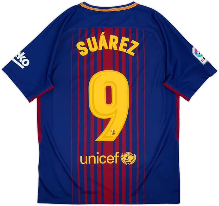 2017-18 Barcelona Home Shirt Suarez #9 - 8/10 - (M)