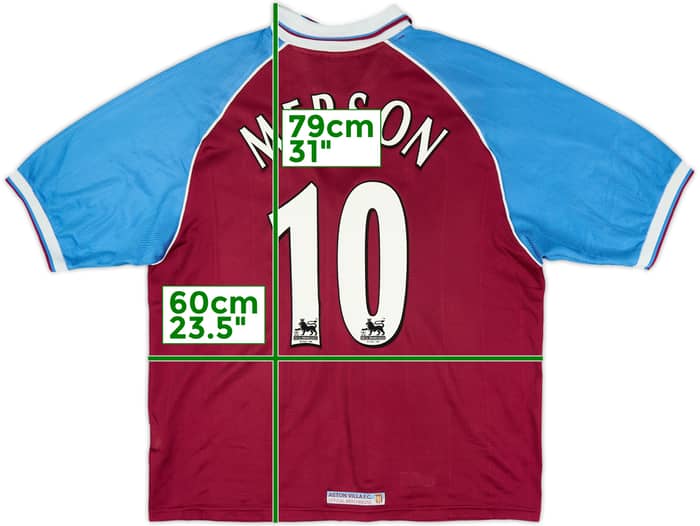 1998-99 Aston Villa Home Shirt Merson #10 - 8/10 - (L)