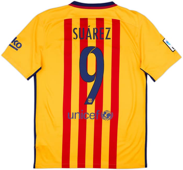 2015-16 Barcelona Away Shirt Suarez #9 - 9/10 - (L)