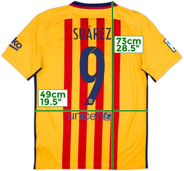 2015-16 Barcelona Away Shirt Suarez #9 - 9/10 - (L)