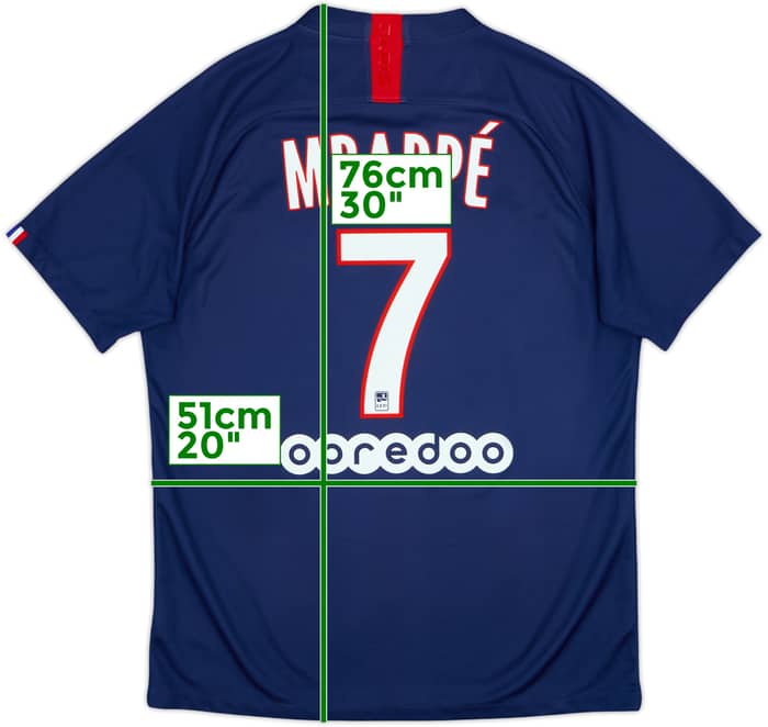 2019-20 Paris Saint-Germain Home Shirt Mbappe #7 - 8/10 - (L)