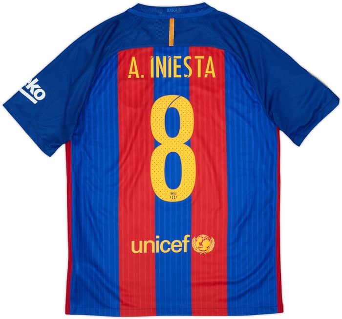 2016-17 Barcelona Home Shirt A.Iniesta #8 - 9/10 - (M)