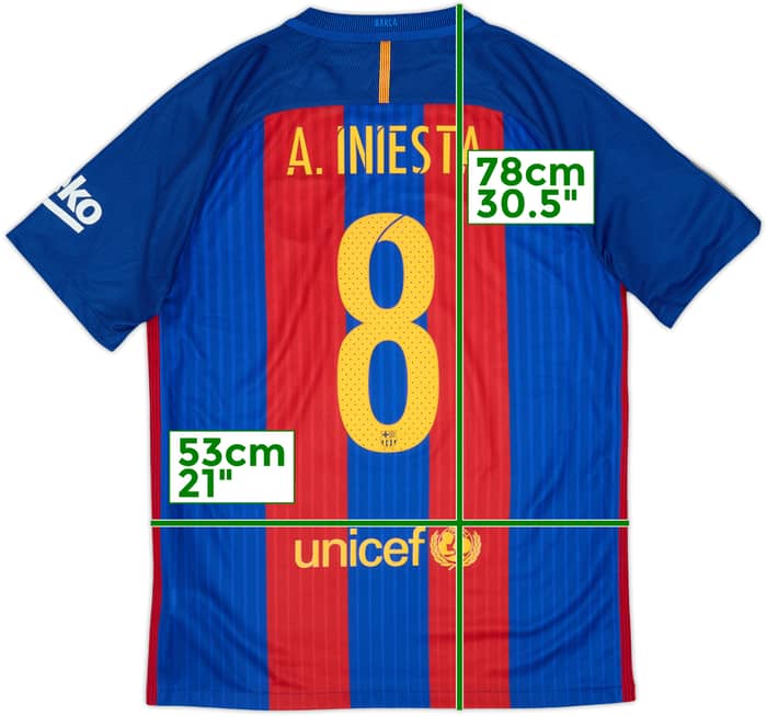 2016-17 Barcelona Home Shirt A.Iniesta #8 - 9/10 - (M)