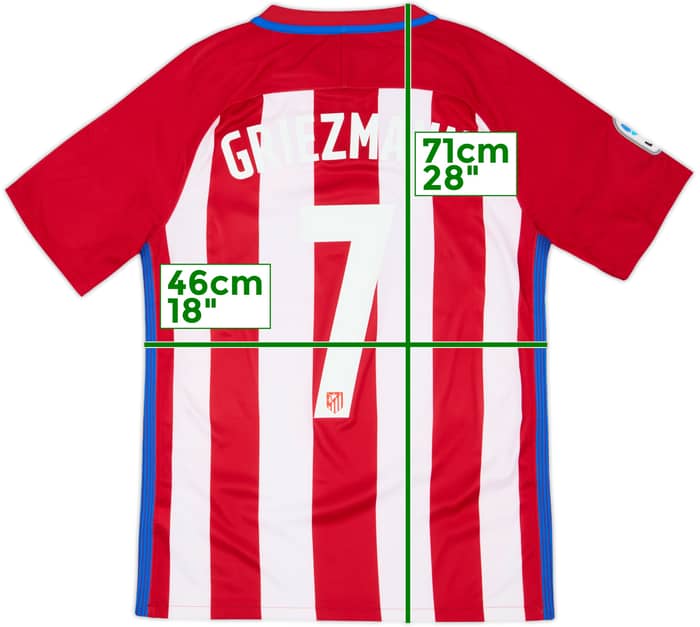 2016-17 Atletico Madrid Home Shirt Griezmann #7 - 8/10 - (S)