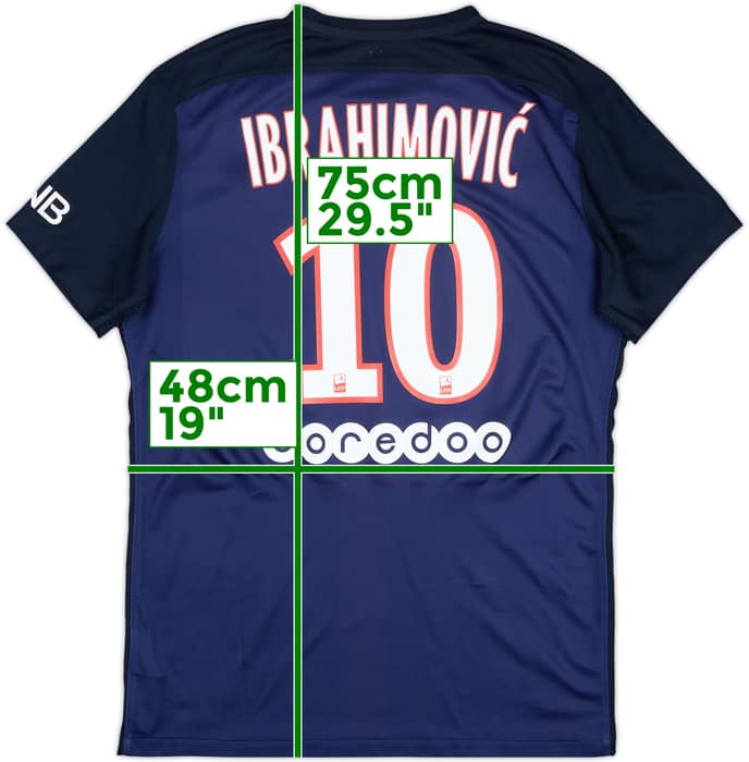 2015-16 Paris Saint-Germain Home Shirt Ibrahimovic #10 - 6/10 - (L)