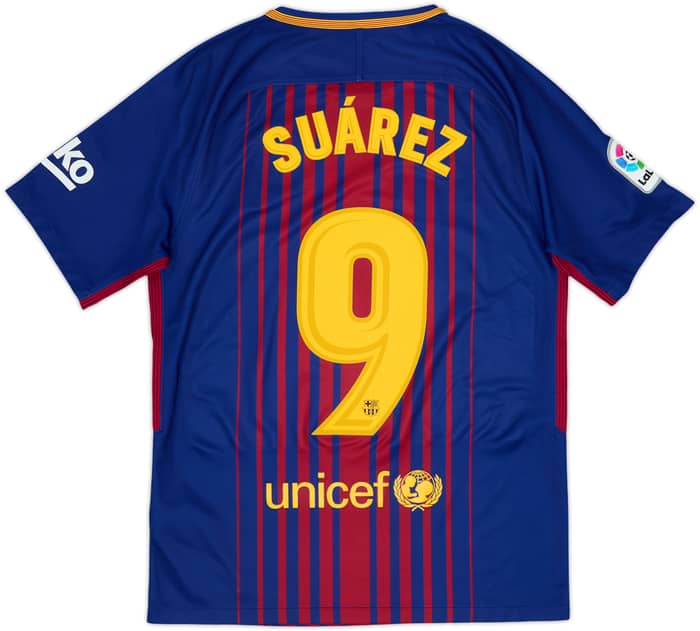 2017-18 Barcelona Home Shirt Suarez #9 - 6/10 - (S)
