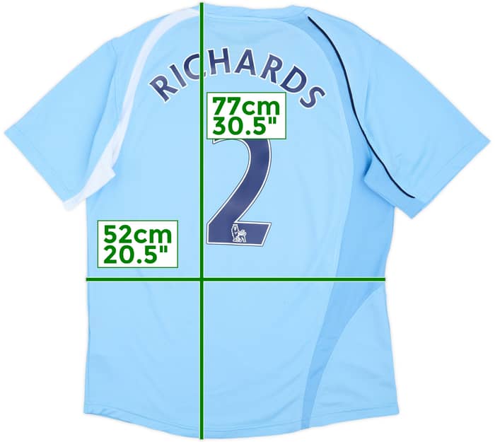 2008-09 Manchester City Home Shirt Richards #2 - 8/10 - (L)