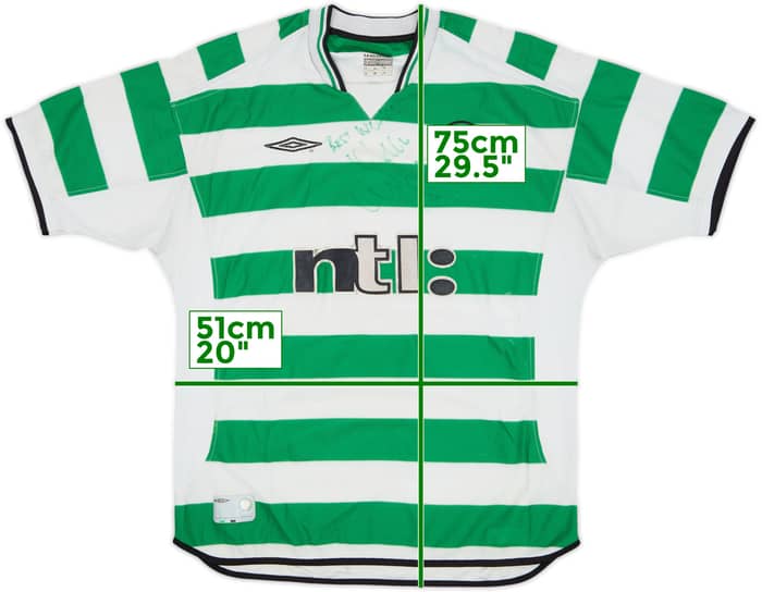 2001-03 Celtic Signed Home Shirt - 6/10 - (L)
