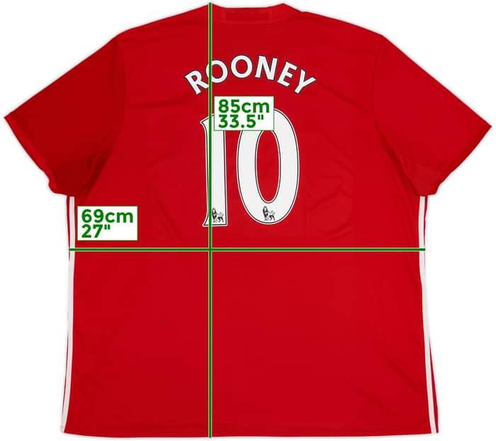2016-17 Manchester United Home Shirt Rooney #10 - 7/10 - (3XL)