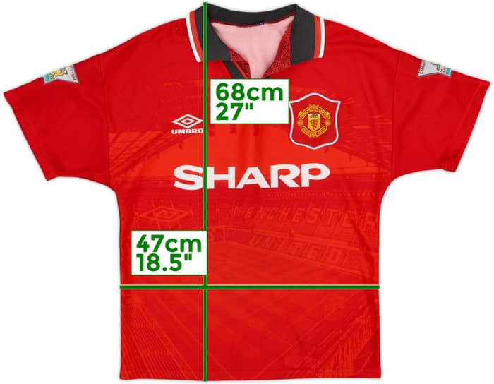 1994-96 Manchester United Home Shirt - 8/10 - (L.Boys)