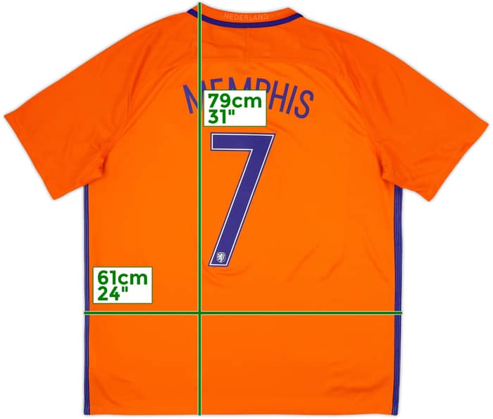 2016 Netherlands Home Shirt Memphis #7 - 8/10 - (XL)