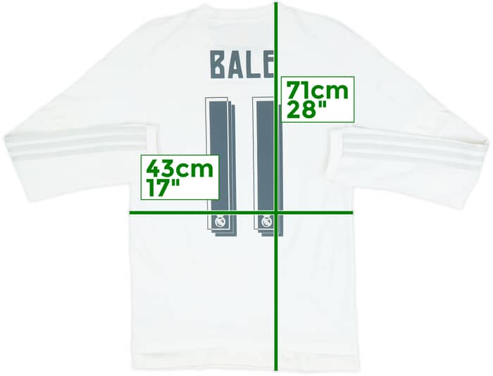 Camiseta de local de manga larga del Real Madrid 2015-16 Bale #11 - 6/10 - (XS)