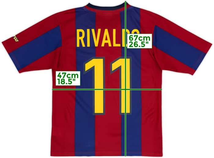 Camiseta básica de local del Barcelona 1998-00 Rivaldo #11 - 8/10 - (XL.Niños)