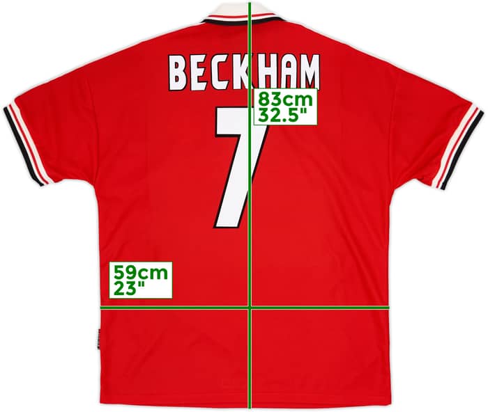 1998-00 Manchester United Home Shirt Beckham #7 - 8/10 - (XL)