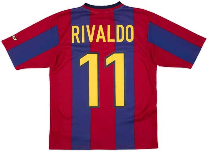 1998-00 Barcelona Home Shirt Rivaldo #11 - 9/10 - (XL.Boys)