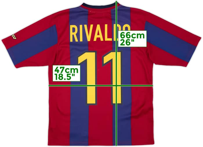 1998-00 Barcelona Home Shirt Rivaldo #11 - 9/10 - (XL.Boys)