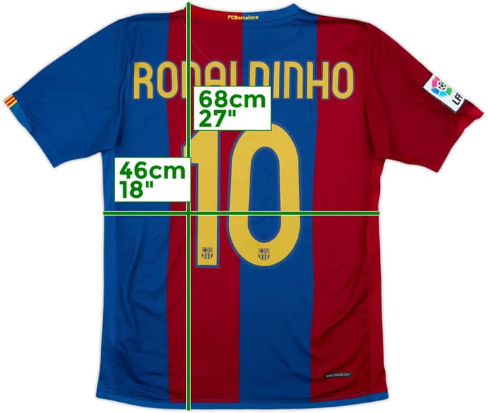 2006-07 Barcelona Home Shirt Ronaldinho #10 - 9/10 - (XL.Boys)