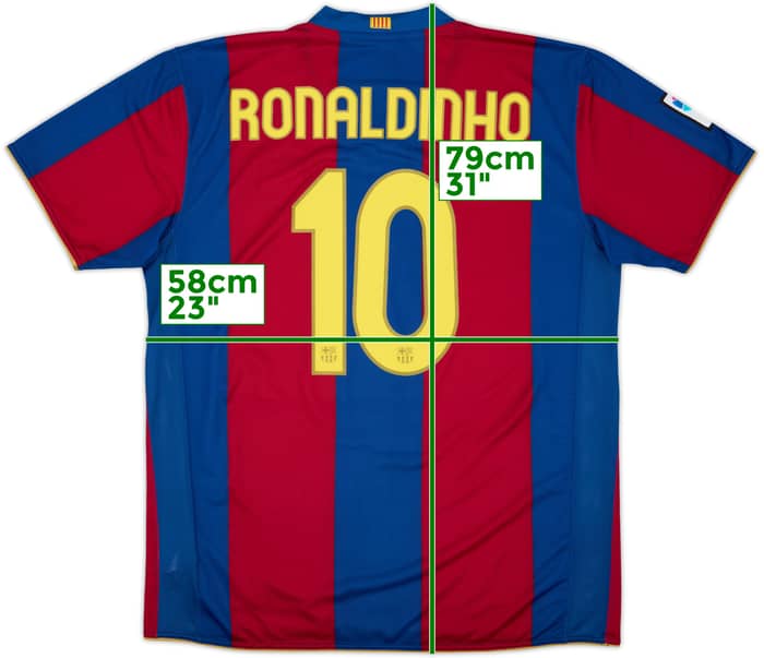 2007-08 Barcelona Home Shirt Ronaldinho #10 - 9/10 - (XL)