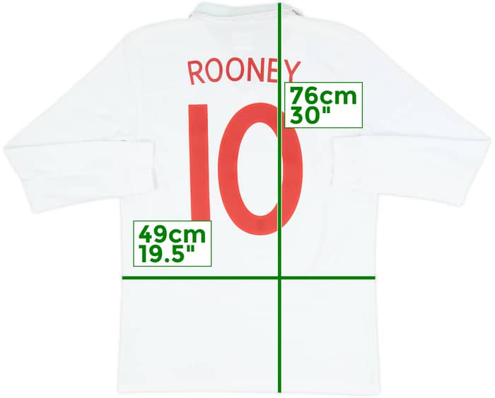 2009-10 England Home L/S Shirt Rooney #10 - 6/10 - (M)