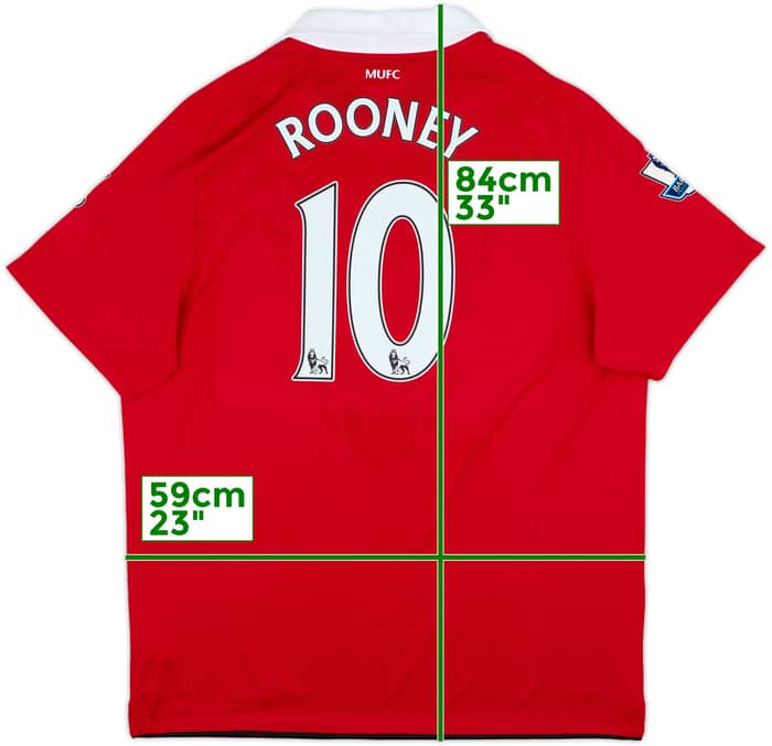 2010-11 Manchester United Home Shirt Rooney #10 - 10/10 - (XL)