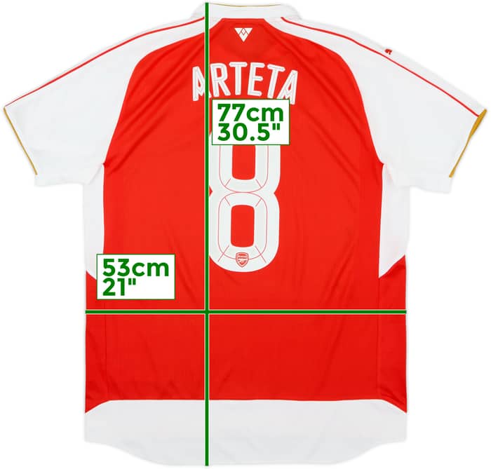 2015-16 Arsenal Home Shirt Arteta #8 - 7/10 - (L)