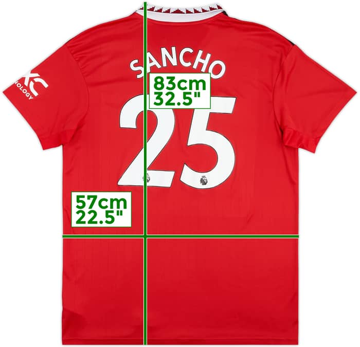 2022-23 Manchester United Home Shirt Sancho #25 - 8/10 - (XL)