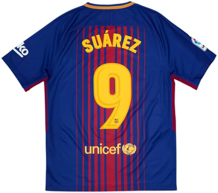 2017-18 Barcelona Home Shirt Suarez #9 - 9/10 - (M)