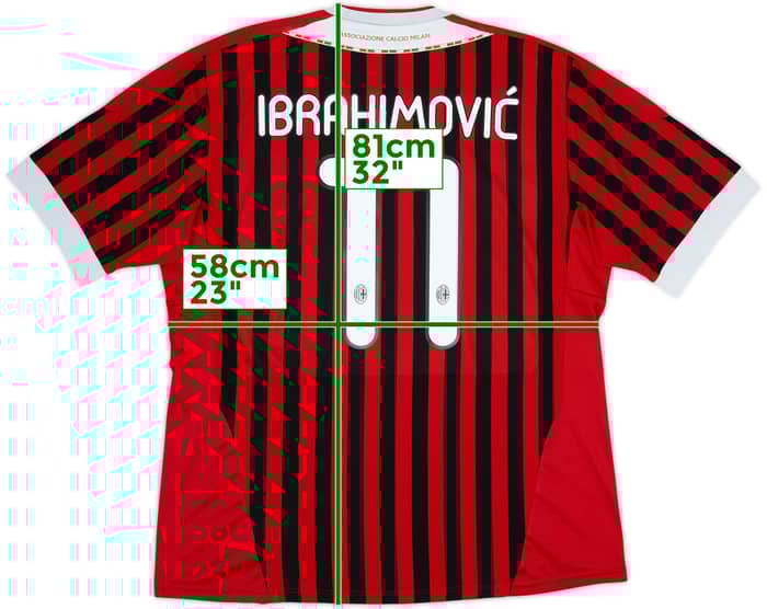 2011-12 AC Milan Home Shirt Ibrahimovic #11 - 8/10 - (XL)