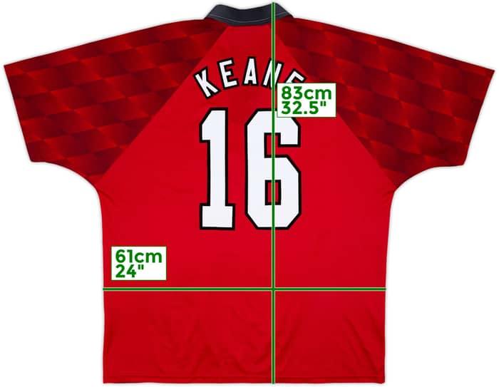 1996-98 Manchester United Home Shirt Keane #16 - 8/10 - (XL)
