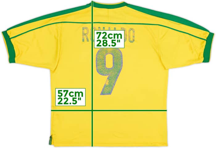 1998-00 Brazil Home Shirt Ronaldo #9 - 4/10 - (L)