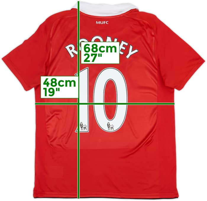 2010-11 Manchester United Home Shirt Rooney #10 - 7/10 - (XL.Boys)