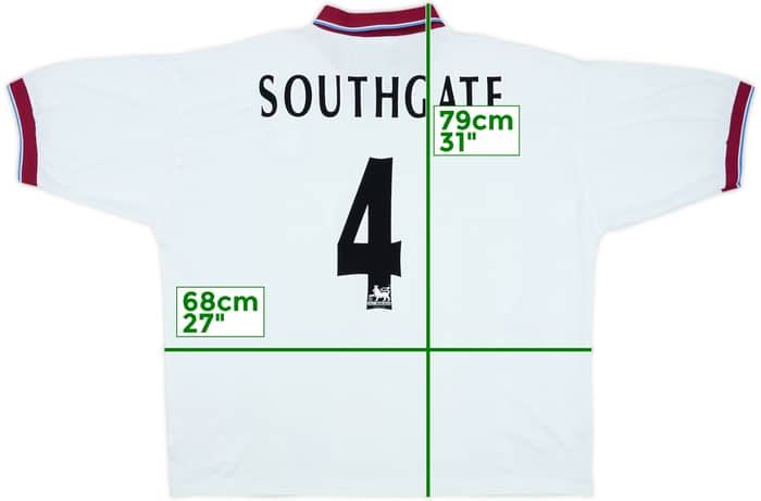 1996-98 Aston Villa Away Shirt Southgate #4 - 8/10 - (XXL)