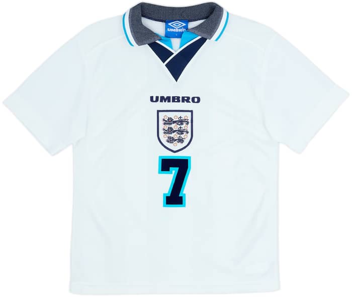 1995-97 England Home Shirt Beckham #7 - 8/10 - (Y)